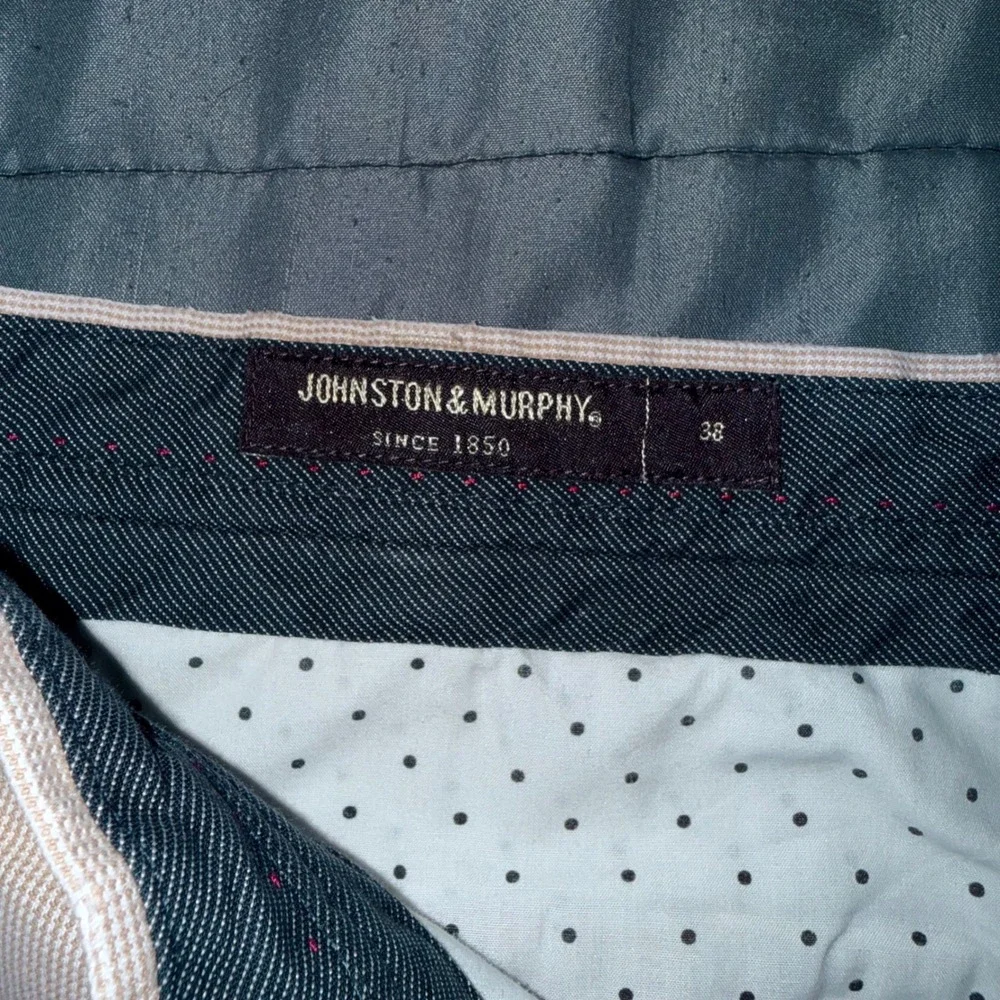 Johnston & Murphy Shorts Mens 38 Khaki Excellent Micro-Check Cotton